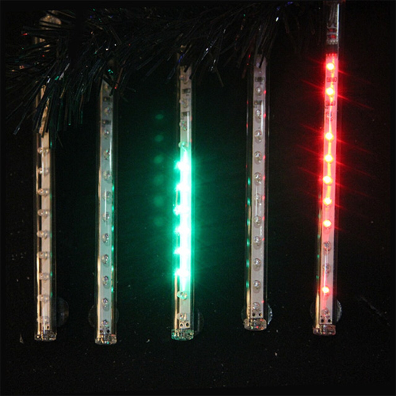 Kurt Adler LED Single Sided Dripping Icicle Christmas Light Tubes - Multi-Color - Set of 5